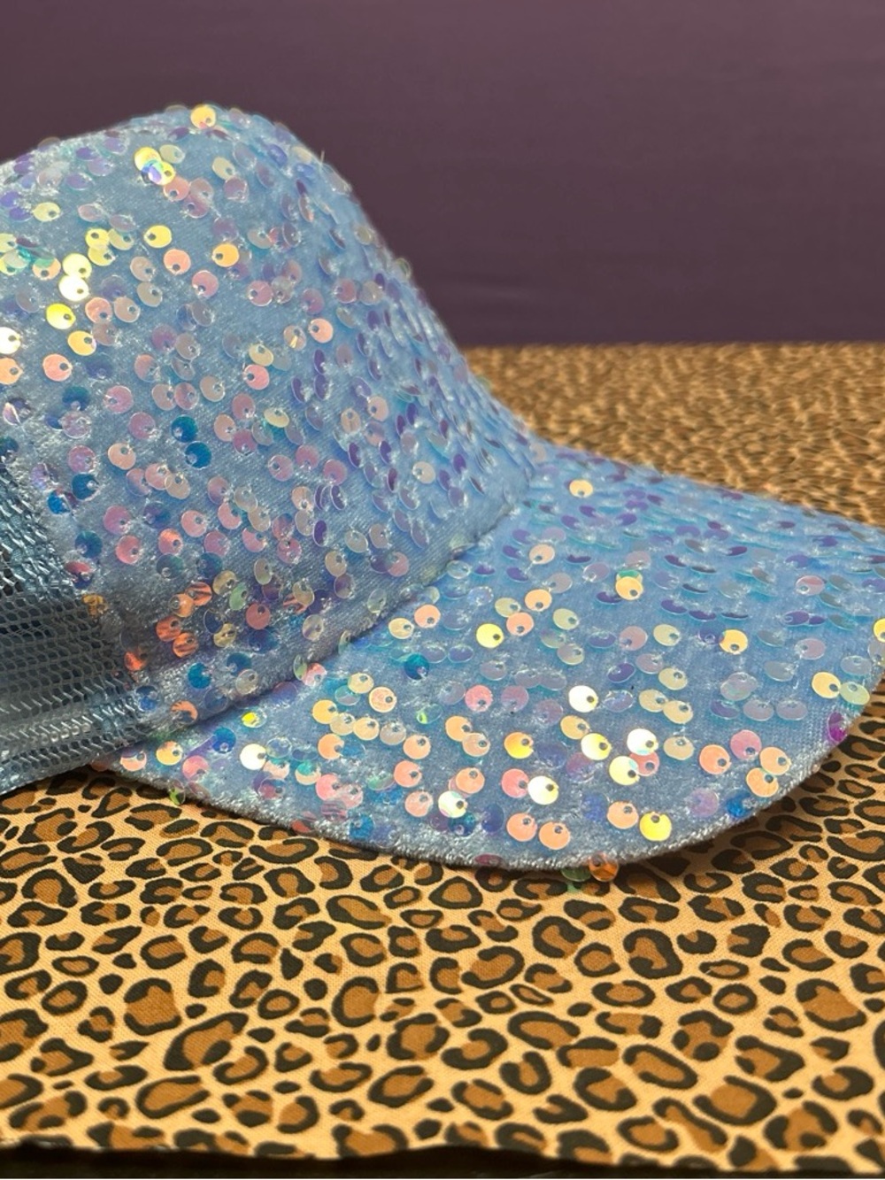 Adults Shimmery Blue Sequin Cap